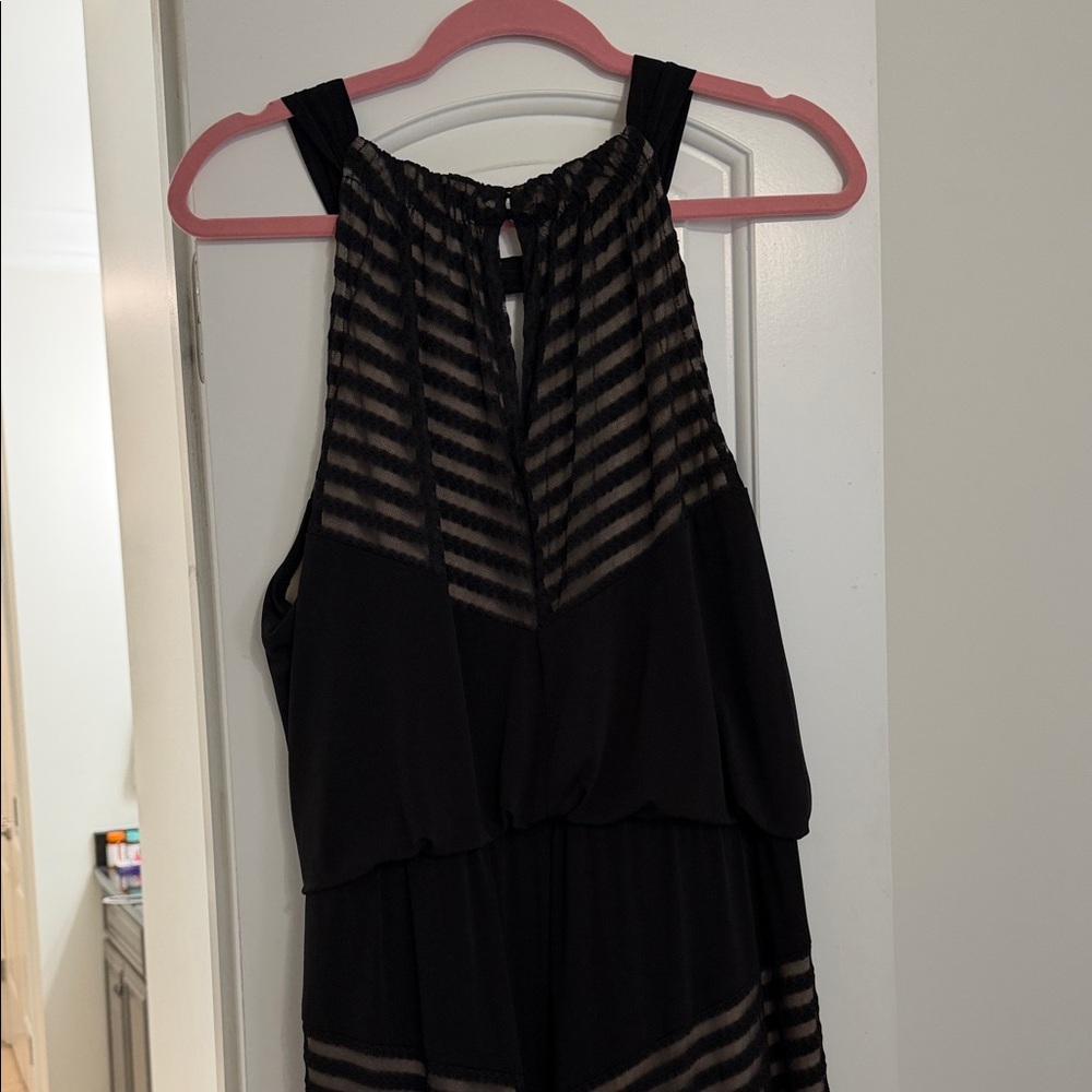 London Times Black Chevron Maxi Dress with tan liner - Picture 5 of 5